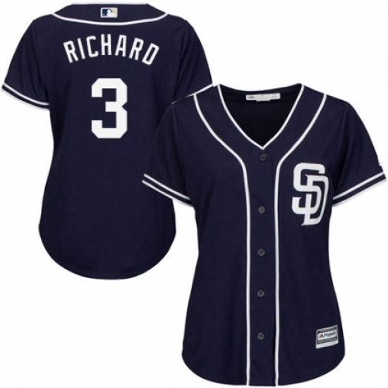Womens Majestic San Diego Padres 3 Clayton Richard Authentic Navy Blue Alternate 1 Cool Base MLB Jersey Womens Majestic San Diego Padres 3 Clayton Richard Authentic Navy Blue Alternate 1 Cool Base MLB Jersey