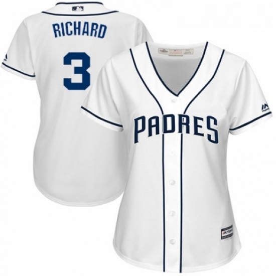 Womens Majestic San Diego Padres 3 Clayton Richard Authentic White Home Cool Base MLB Jersey Womens Majestic San Diego Padres 3 Clayton Richard Authentic White Home Cool Base MLB Jersey