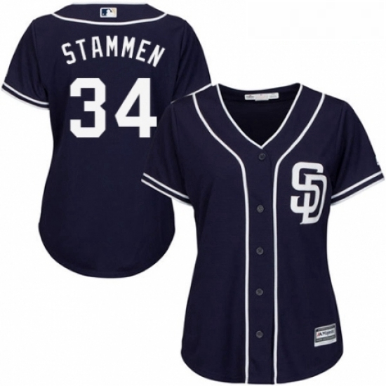 Womens Majestic San Diego Padres 34 Craig Stammen Replica Navy Blue Alternate 1 Cool Base MLB Jersey Womens Majestic San Diego Padres 34 Craig Stammen Replica Navy Blue Alternate 1 Cool Base MLB Jersey