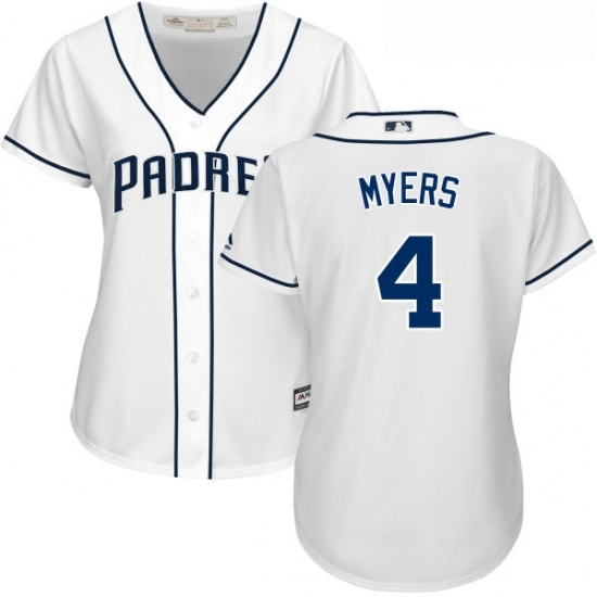 Womens Majestic San Diego Padres 4 Wil Myers Replica White Home Cool Base MLB Jersey Womens Majestic San Diego Padres 4 Wil Myers Replica White Home Cool Base MLB Jersey