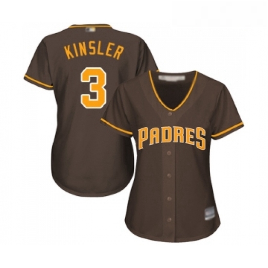 Womens San Diego Padres 3 Ian Kinsler Replica Brown Alternate Cool Base Baseball Jersey Womens San Diego Padres 3 Ian Kinsler Replica Brown Alternate Cool Base Baseball Jersey