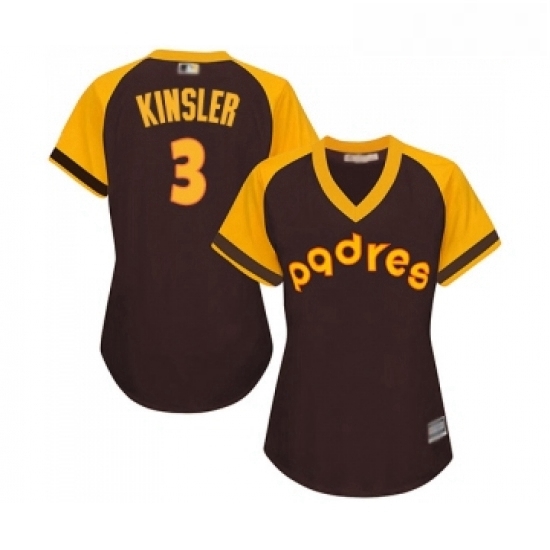 Womens San Diego Padres 3 Ian Kinsler Replica Brown Alternate Cooperstown Cool Base Baseball Jersey Womens San Diego Padres 3 Ian Kinsler Replica Brown Alternate Cooperstown Cool Base Baseball Jersey