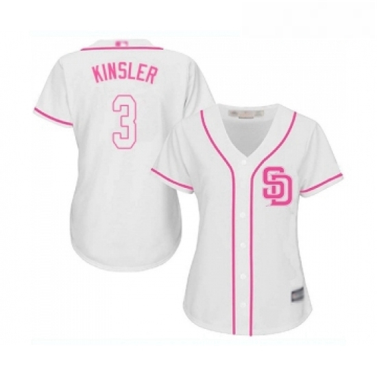 Womens San Diego Padres 3 Ian Kinsler Replica White Fashion Cool Base Baseball Jersey Womens San Diego Padres 3 Ian Kinsler Replica White Fashion Cool Base Baseball Jersey