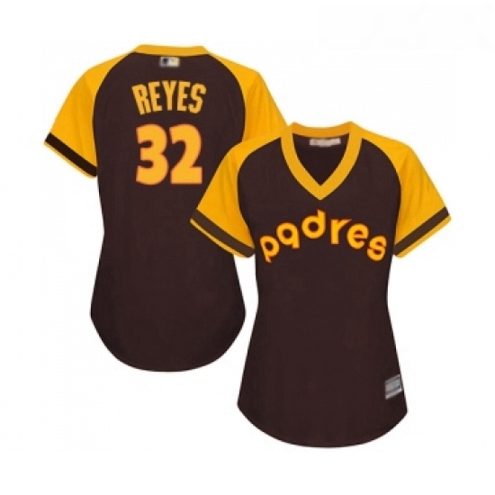 Womens San Diego Padres 32 Franmil Reyes Replica Brown Alternate Cooperstown Cool Base Baseball Jersey Womens San Diego Padres 32 Franmil Reyes Replica Brown Alternate Cooperstown Cool Base Baseball Jersey
