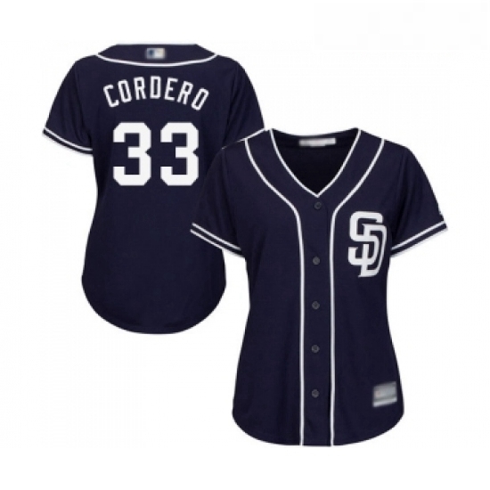 Womens San Diego Padres 33 Franchy Cordero Replica Navy Blue Alternate 1 Cool Base Baseball Jersey Womens San Diego Padres 33 Franchy Cordero Replica Navy Blue Alternate 1 Cool Base Baseball Jersey