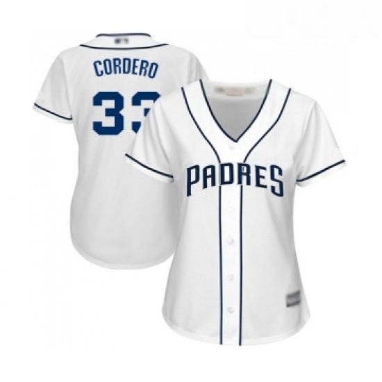 Womens San Diego Padres 33 Franchy Cordero Replica White Home Cool Base Baseball Jersey Womens San Diego Padres 33 Franchy Cordero Replica White Home Cool Base Baseball Jersey
