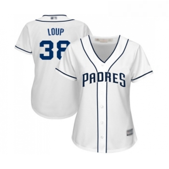 Womens San Diego Padres 38 Aaron Loup Replica White Home Cool Base Baseball Jersey Womens San Diego Padres 38 Aaron Loup Replica White Home Cool Base Baseball Jersey