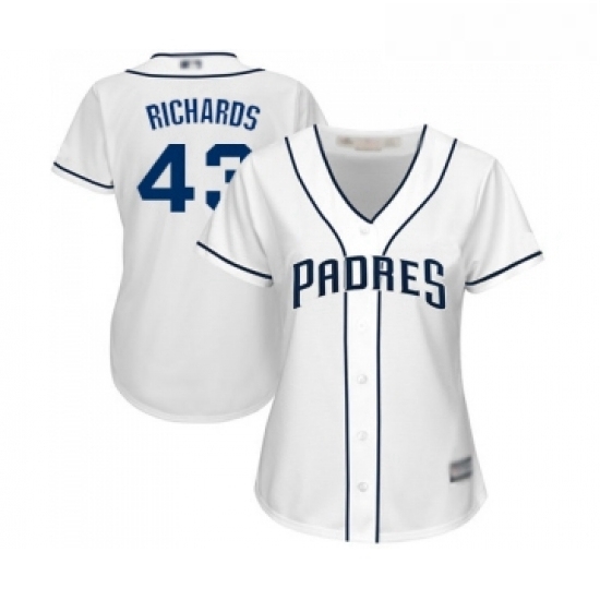Womens San Diego Padres 43 Garrett Richards Replica White Home Cool Base Baseball Jersey Womens San Diego Padres 43 Garrett Richards Replica White Home Cool Base Baseball Jersey