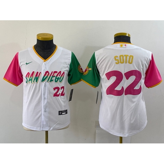Youth San Diego Padres 22 Juan Soto 2022 White City Connect Stitched Baseball Jersey Youth San Diego Padres 22 Juan Soto 2022 White City Connect Stitched Baseball Jersey