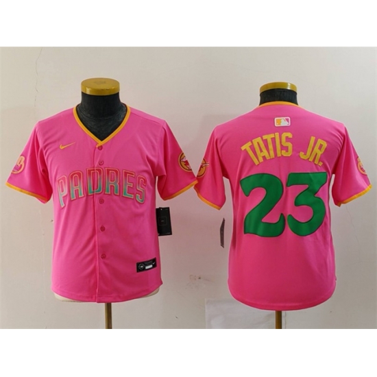Youth San Diego Padres 23 Fernando Tatis Jr Pink Stitched Baseball Jersey Youth San Diego Padres 23 Fernando Tatis Jr Pink Stitched Baseball Jersey