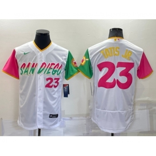 Youth San Diego Padres #23 Fernando Tatis Jr White Number 2022 City Connect Flex Base Stitched Jersey Youth San Diego Padres #23 Fernando Tatis Jr White Number 2022 City Connect Flex Base Stitched Jersey