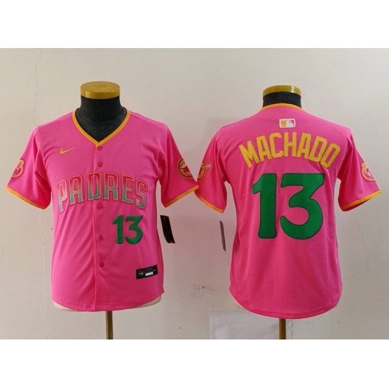 Youth San Diego Padres 3 Jackson Merrill Pink Stitched Baseball Jersey 1 Youth San Diego Padres 3 Jackson Merrill Pink Stitched Baseball Jersey 1