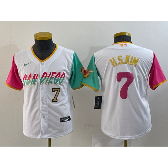 Youth San Diego Padres 7 Ha Seong Kim White City Connect Stitched Baseball Jersey 3 Youth San Diego Padres 7 Ha Seong Kim White City Connect Stitched Baseball Jersey 3