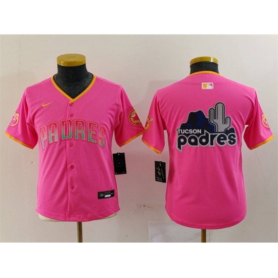 Youth San Diego Padres Team Big Logo Pink Stitched Baseball Jersey 2 Youth San Diego Padres Team Big Logo Pink Stitched Baseball Jersey 2