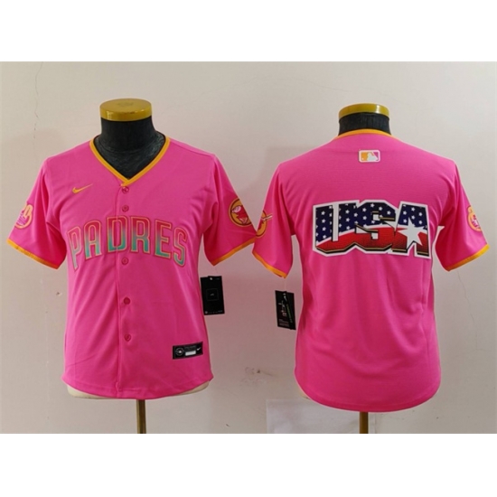 Youth San Diego Padres Team Big Logo Pink Stitched Baseball Jersey Youth San Diego Padres Team Big Logo Pink Stitched Baseball Jersey