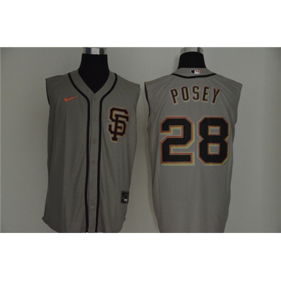 Giants 28 Buster Posey Gray Nike Cool Base Sleeveless Jersey Giants 28 Buster Posey Gray Nike Cool Base Sleeveless Jersey