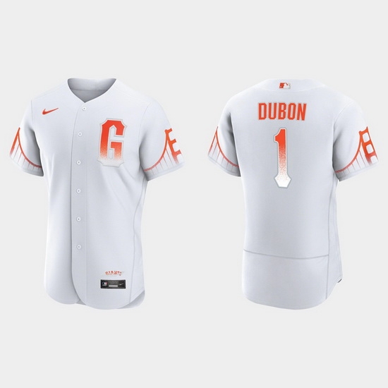 Men San Francisco Giants 1 Mauricio Dubon Men 2021 City Connect Authentic White Jersey Men San Francisco Giants 1 Mauricio Dubon Men 2021 City Connect Authentic White Jersey