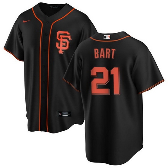 Men San Francisco Giants 21 Joey Bart Black Cool Base Stitched Jersey Men San Francisco Giants 21 Joey Bart Black Cool Base Stitched Jersey