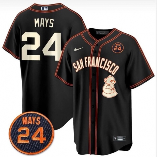 Men San Francisco Giants 24 Willie Mays Black With Patch Stitched Baseball Jersey Men San Francisco Giants 24 Willie Mays Black With Patch Stitched Baseball Jersey
