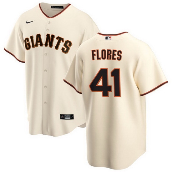 Men San Francisco Giants 41 Wilmer Flores Cream Cool Base Stitched Jersey Men San Francisco Giants 41 Wilmer Flores Cream Cool Base Stitched Jersey