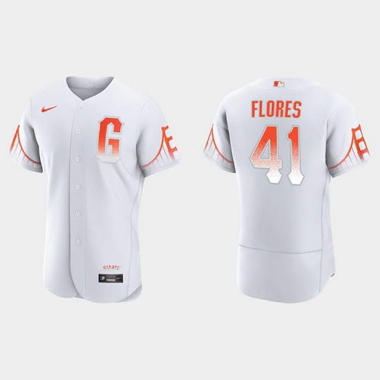 Men San Francisco Giants 41 Wilmer Flores Men 2021 City Connect Authentic White Jersey Men San Francisco Giants 41 Wilmer Flores Men 2021 City Connect Authentic White Jersey