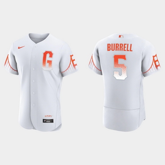 Men San Francisco Giants 5 Pat Burrell Men 2021 City Connect Authentic White Jersey Men San Francisco Giants 5 Pat Burrell Men 2021 City Connect Authentic White Jersey