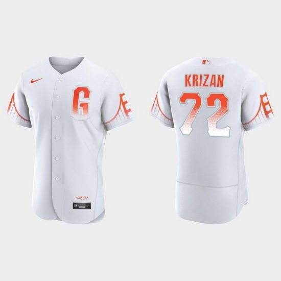 Men San Francisco Giants 72 Jason Krizan Men 2021 City Connect Authentic White Jersey Men San Francisco Giants 72 Jason Krizan Men 2021 City Connect Authentic White Jersey