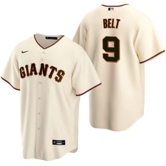 Men San Francisco Giants 9 Brandon Belt Cream Cool Base Stitched Jersey Men San Francisco Giants 9 Brandon Belt Cream Cool Base Stitched Jersey