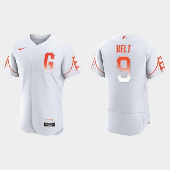 Men San Francisco Giants 9 Brandon Belt Men 2021 City Connect Authentic White Jersey Men San Francisco Giants 9 Brandon Belt Men 2021 City Connect Authentic White Jersey