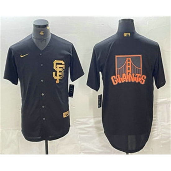 Men San Francisco Giants Team Big Logo Black Gold Cool Base Stitched Baseball Jersey 1 Men San Francisco Giants Team Big Logo Black Gold Cool Base Stitched Baseball Jersey 1