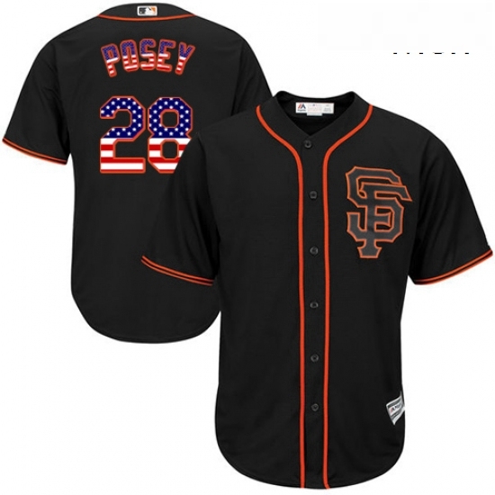 Mens Majestic San Francisco Giants 28 Buster Posey Replica Black USA Flag Fashion MLB Jersey Mens Majestic San Francisco Giants 28 Buster Posey Replica Black USA Flag Fashion MLB Jersey