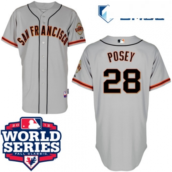 Mens Majestic San Francisco Giants 28 Buster Posey Replica Grey Cool Base 2012 World Series Patch MLB Jersey Mens Majestic San Francisco Giants 28 Buster Posey Replica Grey Cool Base 2012 World Series Patch MLB Jersey