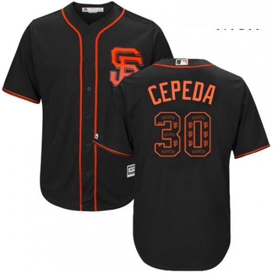 Mens Majestic San Francisco Giants 30 Orlando Cepeda Authentic Black Team Logo Fashion Cool Base MLB Jersey Mens Majestic San Francisco Giants 30 Orlando Cepeda Authentic Black Team Logo Fashion Cool Base MLB Jersey