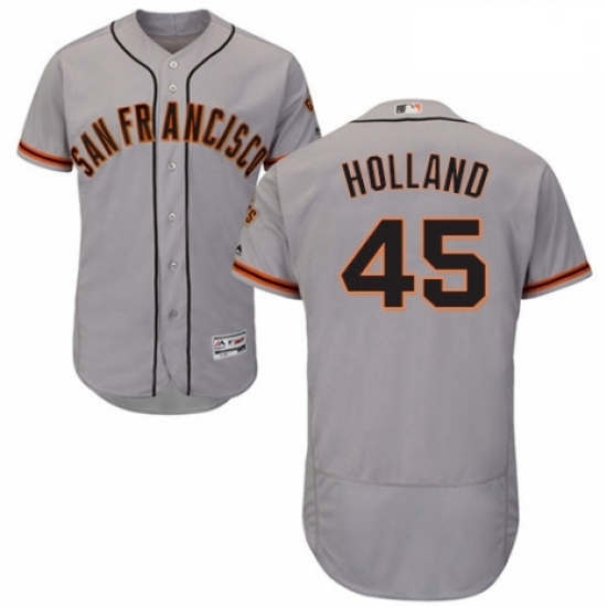 Mens Majestic San Francisco Giants 45 Derek Holland Grey Road Flex Base Authentic Collection MLB Jersey Mens Majestic San Francisco Giants 45 Derek Holland Grey Road Flex Base Authentic Collection MLB Jersey
