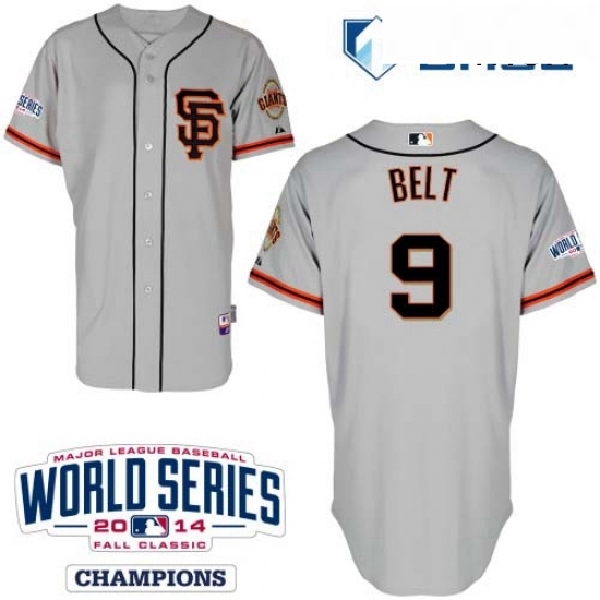 Mens Majestic San Francisco Giants 9 Brandon Belt Replica Grey Road 2 Cool Base w2014 World Series Patch MLB Jersey Mens Majestic San Francisco Giants 9 Brandon Belt Replica Grey Road 2 Cool Base w2014 World Series Patch MLB Jersey