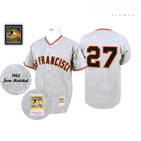 Mens Mitchell and Ness 1962 San Francisco Giants 27 Juan Marichal Authentic Grey Throwback MLB Jersey Mens Mitchell and Ness 1962 San Francisco Giants 27 Juan Marichal Authentic Grey Throwback MLB Jersey