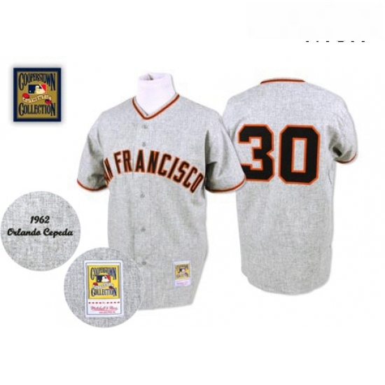 Mens Mitchell and Ness 1962 San Francisco Giants 30 Orlando Cepeda Replica Grey Throwback MLB Jersey Mens Mitchell and Ness 1962 San Francisco Giants 30 Orlando Cepeda Replica Grey Throwback MLB Jersey