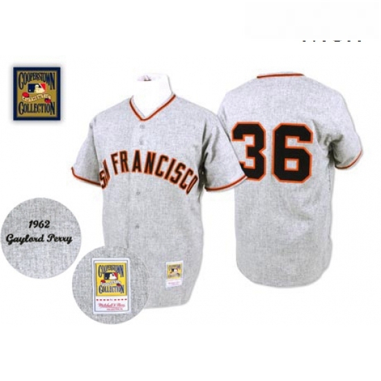 Mens Mitchell and Ness 1962 San Francisco Giants 36 Gaylord Perry Authentic Grey Throwback MLB Jersey Mens Mitchell and Ness 1962 San Francisco Giants 36 Gaylord Perry Authentic Grey Throwback MLB Jersey