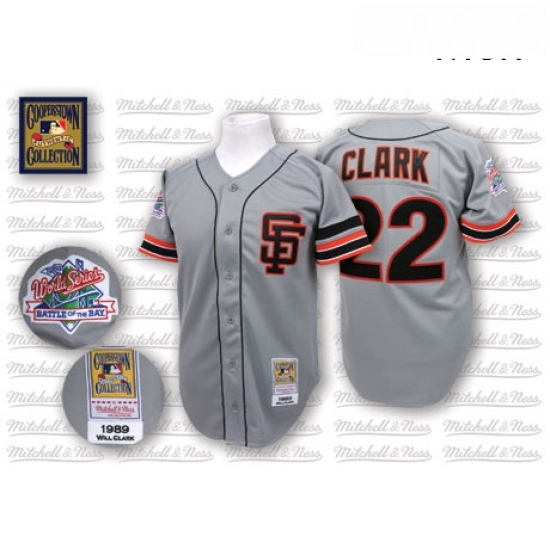 Mens Mitchell and Ness San Francisco Giants 22 Will Clark Authentic Grey Throwback MLB Jersey Mens Mitchell and Ness San Francisco Giants 22 Will Clark Authentic Grey Throwback MLB Jersey