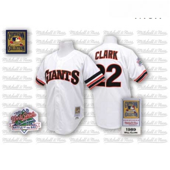 Mens Mitchell and Ness San Francisco Giants 22 Will Clark Replica White Throwback MLB Jersey Mens Mitchell and Ness San Francisco Giants 22 Will Clark Replica White Throwback MLB Jersey