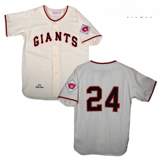 Mens Mitchell and Ness San Francisco Giants 24 Willie Mays Replica Cream 1951 Throwback MLB Jersey Mens Mitchell and Ness San Francisco Giants 24 Willie Mays Replica Cream 1951 Throwback MLB Jersey
