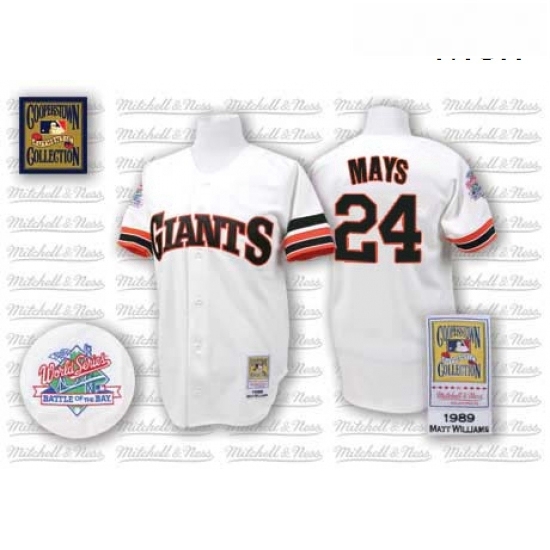 Mens Mitchell and Ness San Francisco Giants 24 Willie Mays Replica White Throwback MLB Jersey Mens Mitchell and Ness San Francisco Giants 24 Willie Mays Replica White Throwback MLB Jersey