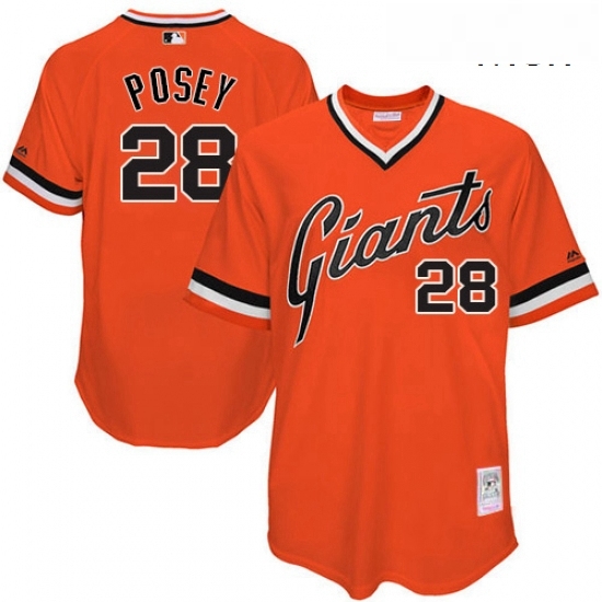 Mens Mitchell and Ness San Francisco Giants 28 Buster Posey Replica Orange Throwback MLB Jersey Mens Mitchell and Ness San Francisco Giants 28 Buster Posey Replica Orange Throwback MLB Jersey