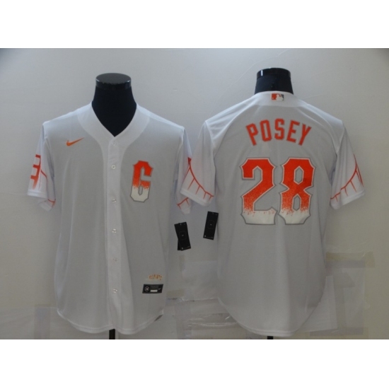 Men's San Francisco Giants #28 Buster Posey Nike White 2021 City Connect Replica Player Jersey Men's San Francisco Giants #28 Buster Posey Nike White 2021 City Connect Replica Player Jersey