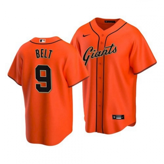 Men's San Francisco Giants #9 Brandon Belt Alternate Orange Jersey Men's San Francisco Giants #9 Brandon Belt Alternate Orange Jersey
