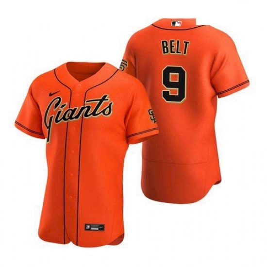Men's San Francisco Giants #9 Brandon Belt Orange Alternate Jersey Men's San Francisco Giants #9 Brandon Belt Orange Alternate Jersey