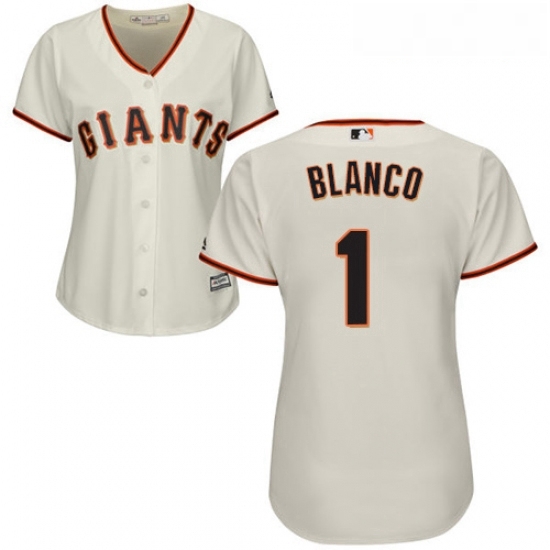 Womens Majestic San Francisco Giants 1 Gregor Blanco Authentic Cream Home Cool Base MLB Jersey Womens Majestic San Francisco Giants 1 Gregor Blanco Authentic Cream Home Cool Base MLB Jersey