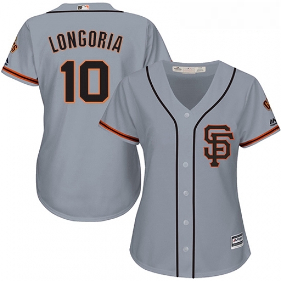 Womens Majestic San Francisco Giants 10 Evan Longoria Replica Grey Road 2 Cool Base MLB Jersey Womens Majestic San Francisco Giants 10 Evan Longoria Replica Grey Road 2 Cool Base MLB Jersey