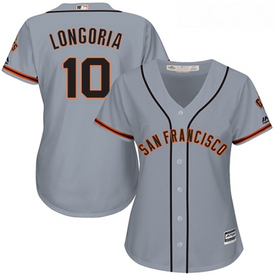 Womens Majestic San Francisco Giants 10 Evan Longoria Replica Grey Road Cool Base MLB Jersey Womens Majestic San Francisco Giants 10 Evan Longoria Replica Grey Road Cool Base MLB Jersey