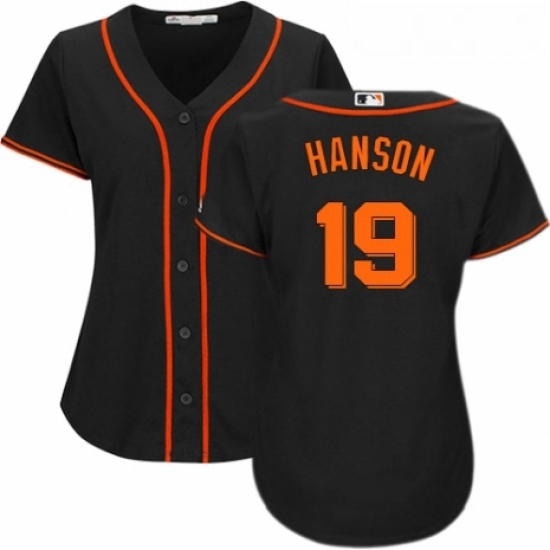 Womens Majestic San Francisco Giants 19 Alen Hanson Authentic Black Alternate Cool Base MLB Jersey Womens Majestic San Francisco Giants 19 Alen Hanson Authentic Black Alternate Cool Base MLB Jersey